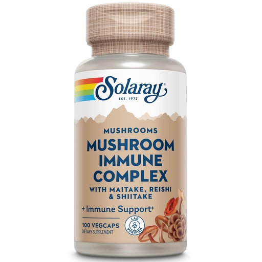 [BRSWIYT3OMAQ2G34] SOLARAY Maitake, Reishi, & Shiitake Mushroom Complex Capsules - Mushroom Supplement for Men & Women, 600 mg per Serving, Immune Health Support - 100 Veg Caps