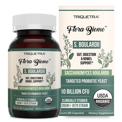 [BRSRAAQ3PMHAIADG] Organic Saccharomyces Boulardii - 10 Billion CFU - Clinically Validated CNCM I-1079 Probiotic Strain - Gut, Digestion & Healthy Bowel Support - First Organic Form of S. Boulardii Probiotic - 60 Count