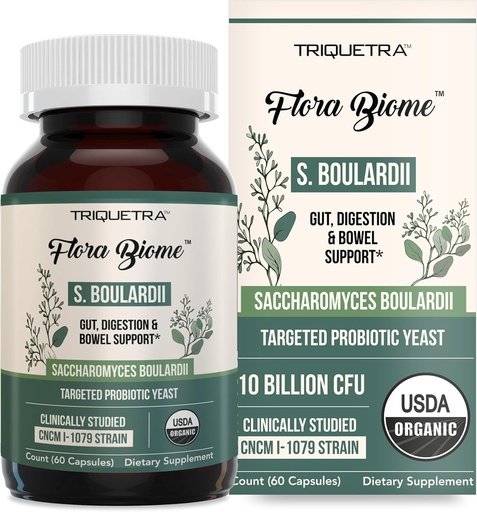 [BRSRAAQ3PMHAIADG] Saccharomyces orgánicos Boulardii - 10 Billones CFU - Clínicamente validada CNCM I-1079 Strain Probiótico - Gut, Digestión &amp; Soporte de Tazón Saludable - Primera Forma Orgánica de S. Boulardii Probiótico - 60 Cuenta