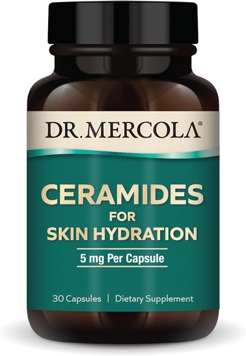 [BRSROAIZBYCRAALK] Dr. Mercola Ceramides for Skin Hydration, 30 Servings (30 Capsules), 5 mg Por Capsule, Suplemento dietético, promueve la aparición de la piel, no GMO