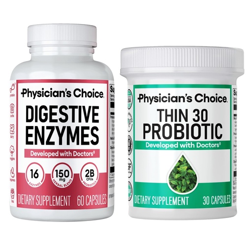 [BRSROGIKOIBBYCLL] Physician's CHOICE - Beat Bloat + Support Weight Management Bundle: Digestive Enzymes + Thin-30 Probiotic