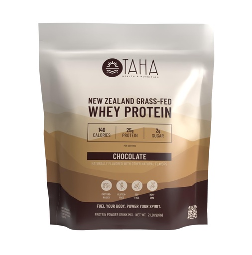 [BRSROBD7DJ5BQAY4] Taha Health & Nutrition Chocolate Flavored Whey Protein Concentrate Powder, 25g Protein, 140 Calories, 2g Sugar | New Zealand Grass-Fed, Free-Range Dairy | Gluten and Soy Free, Keto, Kosher | 2LB