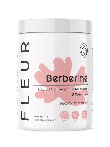 [BRSROGIODIIWMYLD] FLEUR Berberine HCL with Organic Cinnamon, Bitter Melon & Green Tea Extract, Supports Heart, Digestive, and Immune System, Vitality Support for Men and Women, Non-GMO & Vegan, 120 Capsules