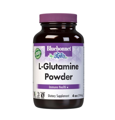 [BRSWIYQZBQPB4YLA] Bluebonnet Nutrition L-Glutamine Powder 5000mg, Supports Immune Function*, Nitrogen Transporter*, Soy-Free, Gluten-Free, Non-GMO, Kosher Certified, Vegan, 4 oz Bottle, 23 Servings