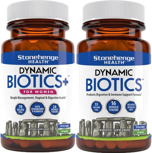 [BRSRAHQEAEGREA3U] Stonehenge Health Dynamic Biotics+ for Women + Dynamic Biotics Probiotics Bundle Supplements to Support Digestive & Feminine Health