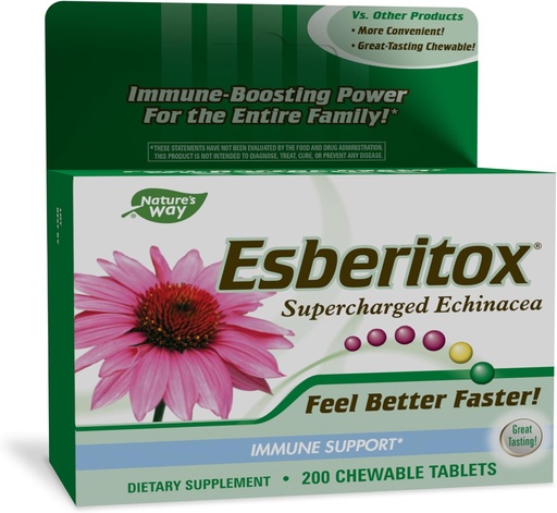 [BRSWIY32BQNBCFIZ] ESBERITOX přeplňovaná Echinacea - Imunitní podpora - Bylinné doplňky - Wild Indigo Root - Purple Coneflower - Vyrobeno v Německu - 200 tablet