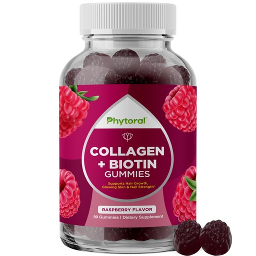 [BRSROHQ3CAOR62TF] Hydrolyzed Collagen Peptides for Women with Biotin - Hair, Skin and Nails Vitamins for Elasticity, Vitality & Hydration Gummies - Naturally Sourced Biotin and Collagen for Women - 90 Count