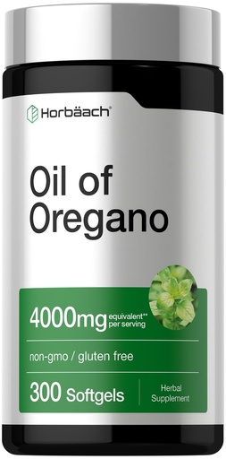 [BRSROYDQAANAGDLL] Horbäach Oregano Oil | 300 Softgel Capsules | Naturally Occurring Carvacrol Pills | Non-GMO and Gluten Free Extract Supplement