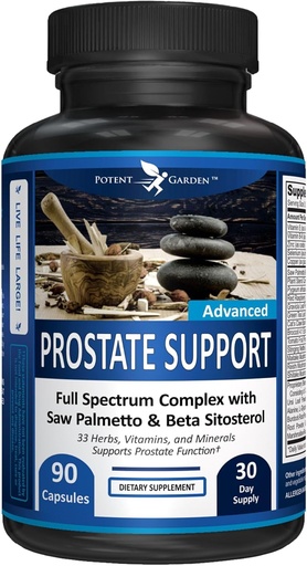[BRSWKGAMBABBA234] Potent Garden Prostate Support 33 Herbs Including Beta Sitosterol, Pygeum and Saw Palmetto for Men Prostate Health Supplements for Men, 90 Caps