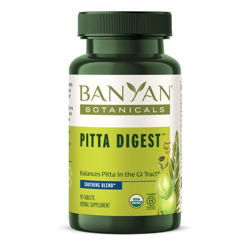 [BRSWIYYPAINRWEL4] Banyan Botanicals Organic Pitta Digest – Cooling Digestive Supplement for Post-Meal Comfort – Soothing Gut Health Aid with Guduchi, Amla & CCF – 90 Tablets – USDA Organic