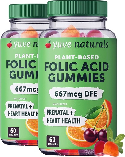 [BRSRA2QDCUAW2GT3] Yuve Prenatal Gummies for Women - Folic Acid Prenatal Vitaminas 667 mcg DFE - Chewable Prenatal Vitaminas - Hormonal Support & Folate Acid - Vegan & Natural - Prenatal Vitaminas Gummies - 2 Pack of 60ct