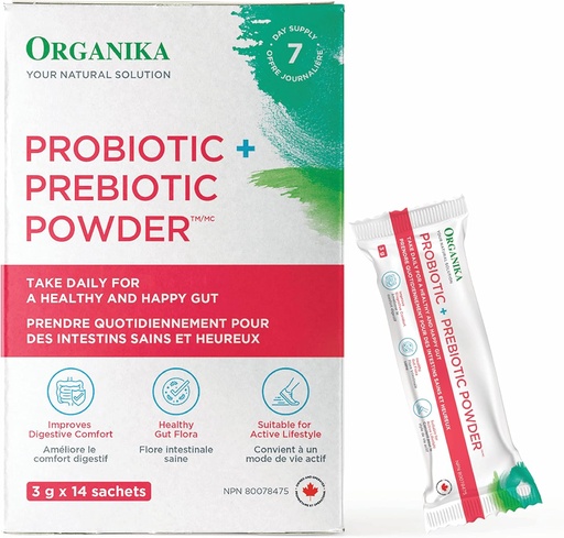 [BRSWYY36PJ6GOALD] ORGANIKA Probiotic & Prebiotic Powder Sachets 14 Count, 3 GR