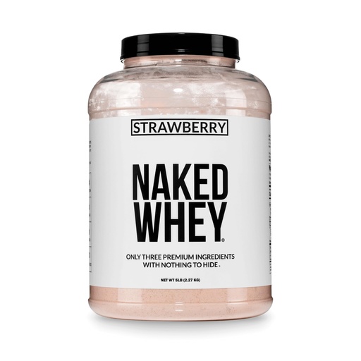 [BRSWKGY5CEFA4FA3] NAKED Strawberry Whey Protein - All Natural Grass Fed Whey Protein Powder + Dried Strawberries + Coconut Sugar- 5lb Bulk, GMO-Free, Soy Free, Gluten Free. Aid Muscle Growth & Recovery - 61 Servings