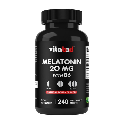 [BRSRMZIFBFYQIFA3] Vitabod Melatonin 20 mg - 240 Fast Dissolve Tablets - Drug Free - Natural Berry Flavor - Vegetarian, Non-GMO, Gluten Free 240 Count (Pack of 1) (240 Count (Pack of 1))