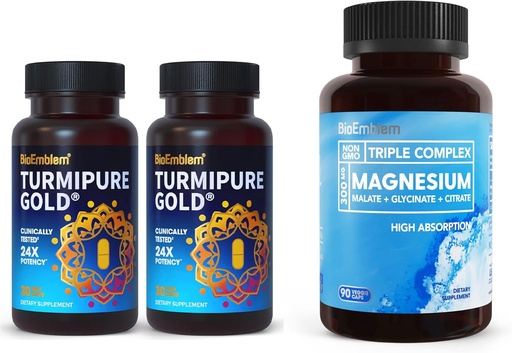 [BRSRMHD6DJ5G2HLH] BioEmblem Turmeric Curcumin with Clinically Studied TurmiPure Triple Magnesium Complex