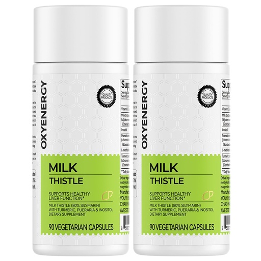 [BRSRAA34OJ6RGDL7] OxyEnergy Silymarin Milk Thistle 300mg Extract with Vitamin C, Inositol & Pueraria, Liver Detox & Repair Support, Antioxidant Support,90 Capsules,Pack of 2