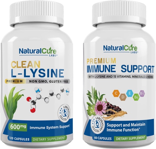 [BRSWYGQRPIMW2H35] Natural Cure Labs Bundle: Clean L-Lysine + Immune Support