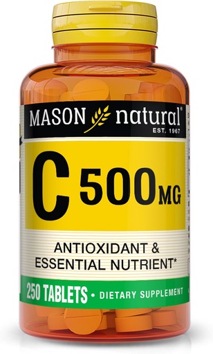 [BRSWI2QPAABQK3DY] MASON NATURAL vitamín C 500 mg - podporuje zdravý imunitný systém, antioxidant a esenciálny živina, 250 tabliet