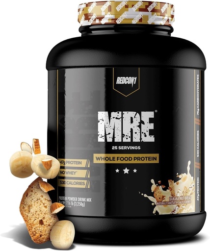 [BRSWYAT5CUJWCDLL] REDCON1 MRE Lite Whole Food Protein Powder, Banana Nut Bread - Low Carb & Whey Free Meal Replacement with Animal Protein Blends - Easy to Digest Supplement Made with MCT Oils (30 Servings)