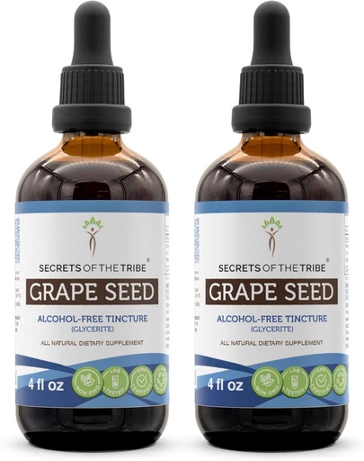 [BRSWGZQFC57WKELZ] Secrets of the Tribe Grape Seed Tincture Alcohol-Free Liquid Extract, Grape (Vitis Vinifera) Dried Seed (2x4 FL OZ)