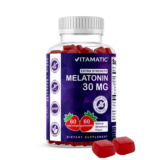 [BRSRMBQFOUDQI3LU] Vitamatic Sugar Free Melatonin 30mg per Gummy - 60 Servings - 60 Vegetarian Gummies - Non-Habit Forming Supplement (60 Count (Pack of 1))