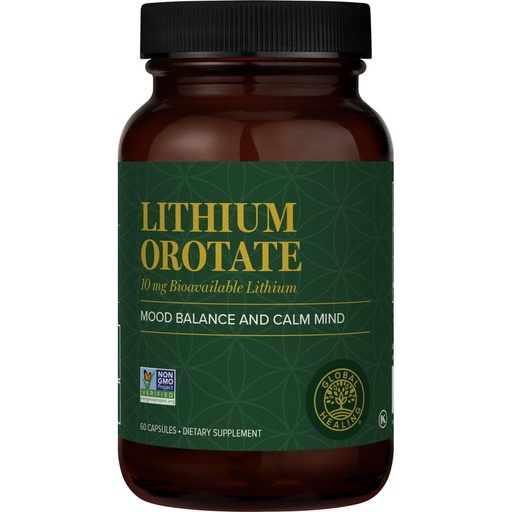 [BRSWGHY7BUAQ4G3X] Global Healing Center - Lithium Orotate 10mg - Non-GMO, Gluten Free, Vegan Friendly Brain Health Lithium Supplement for Supporting Mood, Function, and Clarity (60 Capsules)