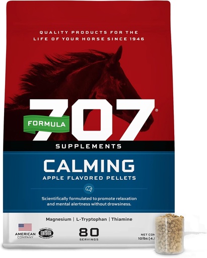 [BRSWIZIGCQJQOCT4] Formula 707 Calming Equine Supplement 10 lb Bag – 80 Servings – Anxiety Relief and Enhanced Focus for Horses – L-Tryptophan, Thiamine & Magnesium