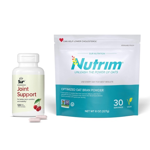 [BRSRAZD2BF6AE23L] Sur Nutrim Oat Bran Powder with 750mg Beta Glucan per Serving Joint Support FruiteX-B Tart Cherry Capsules Bundle