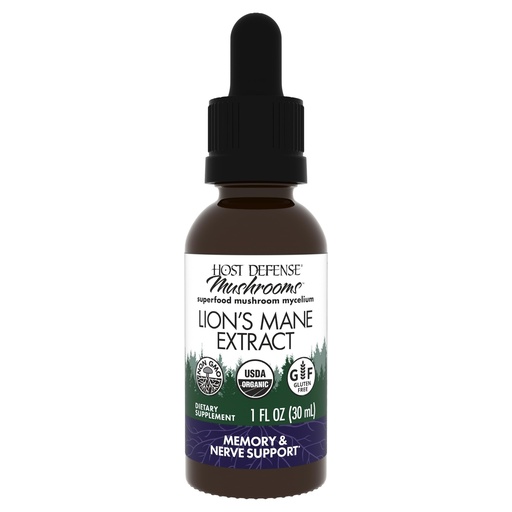 [BRSWIGDROJ7RKED6] Host Defense Mushrooms Lion's Mane Extract - Lion's Mane Liquid Supplement for Brain Health - Mushroom Support for Focus & Memory Function - Immune & Nervous System Support - 1 fl oz (30 Servings)*
