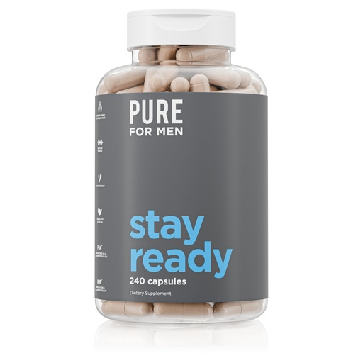 [BRSW2GAFOQJWCDLJ] Pure for Men Original Cleanliness Stay Ready Fiber Supplement | Helps Promote Digestive Regularity | Psyllium Husk, Aloe Vera, Chia Seeds, Flaxseeds | Proprietary Formula | 240 Vegan Capsules