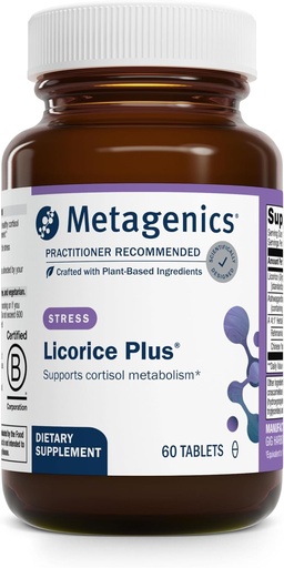 [BRSWIYQDBZ5AY2DO] Metagenik Licorice Plus - Cortisol & Stress Dukungan Tambahan dengan Licorice Root, Ashwagandha, Rehmannia & Chinese Yam - Non-GMO, Gluten- Free, Vegetarian - GMP Certified Fasilitas - 60 tablet