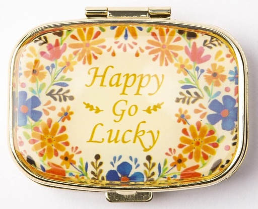 [BRSRMYYBB4FRO3TP] AmyZone Metal Pill Organizer Travel Friendly Portable Compact Pill Box Cute Pill Case to Hold Vitamins/Tylenol/Fish Oil/Supplements/Meds/Tablet for Purse/Pocket(Happy Go Lucky)