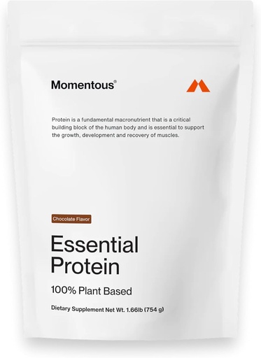 [BRSWYCYECR4GYYAY] Momentous Essential Vegan Protein Powder - 20g Plant Based Protein - NSF Certified, Gluten-Free, Non-GMO, 20 Servings for Essential Everyday Use, Chocolate