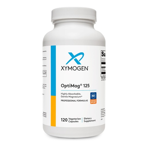 [BRSWIYIPBRYQACDY] XYMOGEN OptiMag 125 - Magnesium Glycinate & Malate - Muscle & Nervous System Support - Gentle Daily Magnesium - 120 Capsules