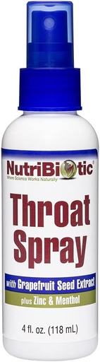 [BRSWIYTQBYNAAAIZ] NutriBiotic – Throat Spray with GSE, 4 Fl. Oz | Gentle and Soothing Sore Throat Support with Grapefruit Seed Extract, Zinc & Menthol | Alcohol Free & Non-Medicated