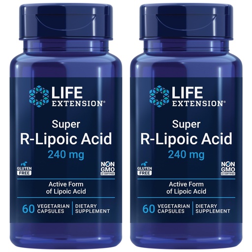 [BRSROBD3AEIWGEL7] Life Extension Super R-Lipoic Acid, Healthy Aging, oxidative Stress Defense, with 240 mg Active R-Form, Gluten-Free – Non-GMO – Vegetarian – 60 Capsules (Pack of 2)