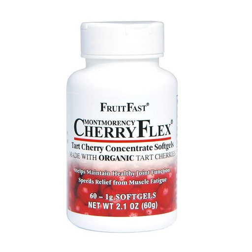 [BRSWIZT2BQGR2DLU] FruitFast CherryFlex 100% Red Tart Organic Cherry Concentrate Supplement - Chewable Softgel - 60 Count - Non-GMO and Gluten Free - Promotes Healthy Joint Function*