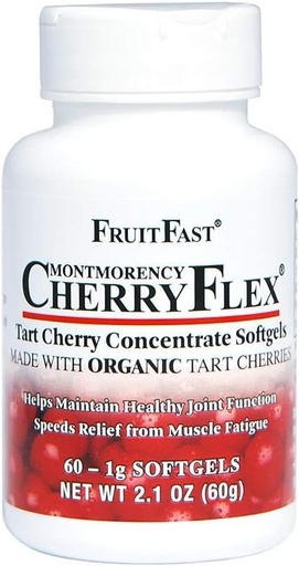 [BRSWIZT2BQGR2DLU] FruitFast CherryFlex 100% Red Tart Organic Cherry Concentrate Supplement - Chewable Softgel - 60 Count - Non-GMO and Gluten Free - Promotes Healthy Joint Function*
