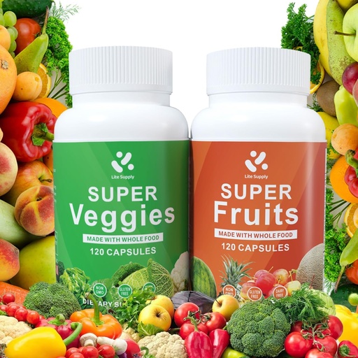 [BRSRO2QDOB7WYDTH] Frutas e legumes Suplemento 240 Caps - 120 Frutas e 120 Cápsulas Veggie - Alimentos integrais & Superalimentos naturais cheios de vitaminas e minerais para mulheres, homens suporta níveis de energia