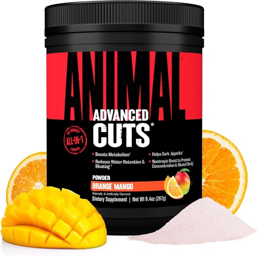 [BRSWYCABB5YBU3DG] Hayvan Cuts Thermogenic Fat Burner Toz - Metabolism için Kadınlar ve Erkekler için Kilo kaybı, Enerji, Focus ve Nootropic Brain Support with Ketones Appetite Suppressant - Orange Mango Flavor