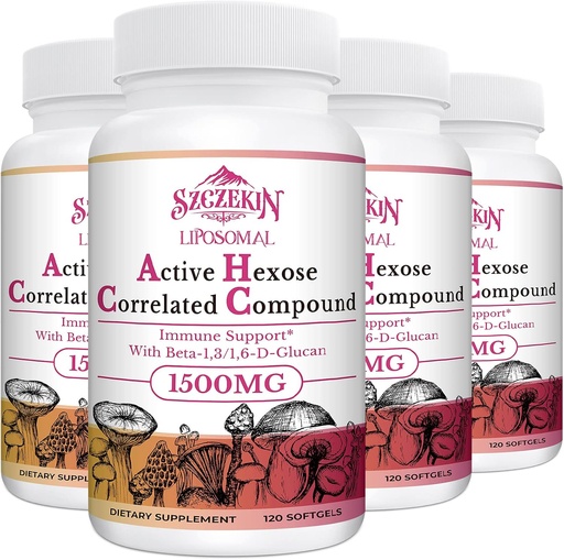 [BRSRMFILBEBRGFLO] 1500mg Supplément lié à l'hexase actif liposomale, 480 gels souples bêta-glucans avec extrait de champignons naturels, système immunitaire, fonction hépatique, maintenir l'activité de la cellule T-Cell & Killer