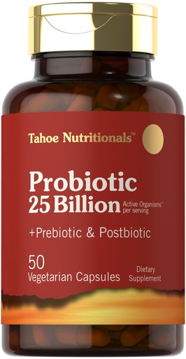 [BRSROC37PIJRS23K] Tahoe Nutritionals Prebiotic, Probiotic & Postbiotic | 25 Billion CFU | 50 Powder Pills | Men and Women's Digestive Health | Vegetarian and Non-GMO Supplement