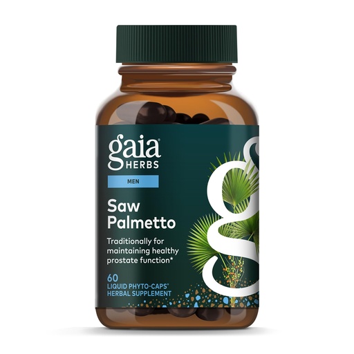 [BRSWIYL7C4ARU3TM] Gaia Herbs Saw Palmetto - Supports Healthy Prostate Function & Urinary Health - Saw Palmetto & Sunflower Seed Lecithin to Support Men's Health* - 60 Vegan Liquid Phyto-Caps (60 Servings)