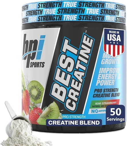 [BRSRAHYKPMJWGETL] BPI Sports Best Creatine - Creatine Monohydrate Прах за мъже и жени, Хималайска сол - сила, помпа, издръжливост, мускулен растеж, мускулна дефиниция, без блато - киви Ягода - 50 Сервиз - 9.07 Оз