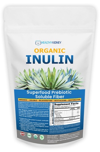 [BRSROELYOVYBAALA] Organic Inulin Powder (48oz/3 lbs) Gentle Agave Prebiotic Soluble Fiber Supplement for Digestive Support, Gut Health, Vegan Baking, Smoothies & Drinks