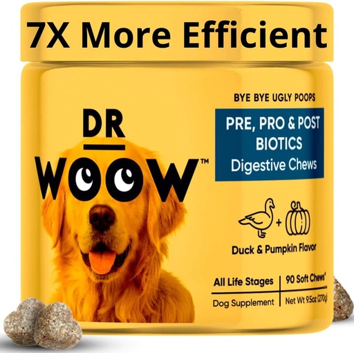 [BRSW2FL6OYBQMC3V] Probiotics for Dogs, Pet Dog Probiotics and Digestive Enzymes, Duck & Pumpkin Flavor Dog Probiotic Supplements, Dog Vitamins Dog Probiotic Chews and Prebiotics for Dogs, Dog Gas Relief
