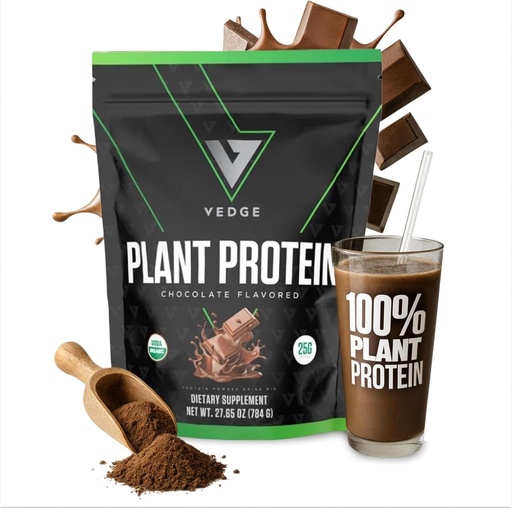 [BRSROYYFC4GQKCTP] VEDGE Vegan Protein Powder - Plant Protein Powder with Pea, Pumpkin & Sunflower - USDA Organic, Amino Acids, Dairy Free, Gluten Free, Soy Free, Keto, Non GMO, Smooth Texture - Chocolate - 20 Servings