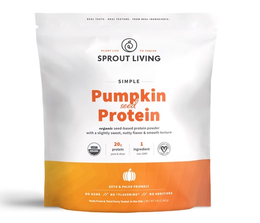 [BRSWGZ35OEPAK2A7] Sprout Living Simple Pumpkin Seed Protein Powder, 20 Grams Organic Plant Based Protein Powder Without Artificial Sweeteners, Non Dairy, Non-GMO, Vegan, Gluten Free, Keto Drink Mix (5 Pound)