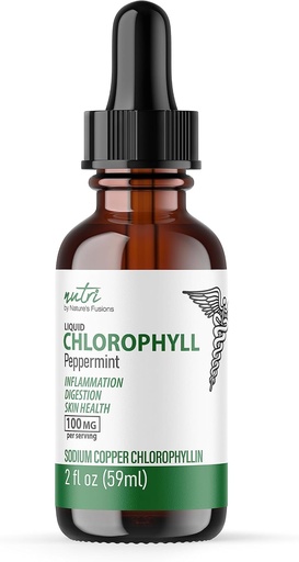[BRSROEILCN6WYETU] Nature's Fusions Nutri Liquid Chlorophyll Peppermint 100mg - Internal Deodorant & Detoxifier - Liquid Drops - 2 fl oz (59 Servings, 100mg per Serving) - Clorofila Liquida