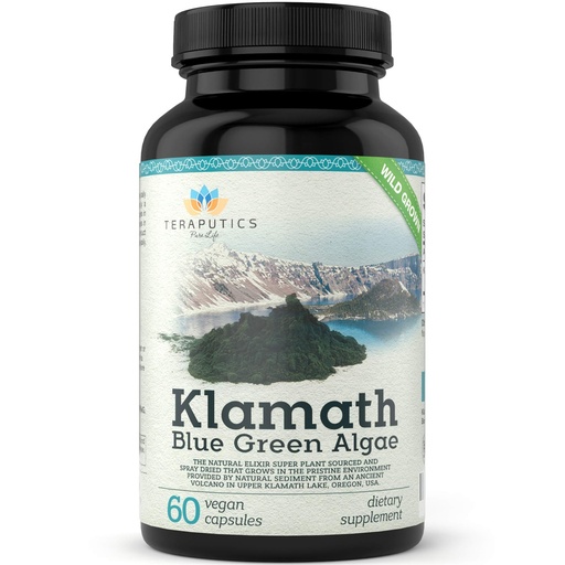 [BRSWIBYQOACAKFLI] Premium Klamath Lake Blue Green Algae - More Powerful Than Spirulina And Chlorella Supplements | Pure Chlorophyll Rich SuperFood, Sourced from Organic Klamath Lake, 500mg, 60 Vegan Capsules